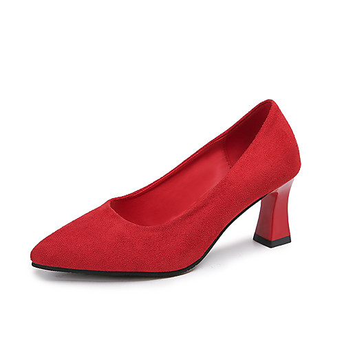 

Women's Heels 2020 Chunky Heel Pointed Toe PU Chinoiserie / Minimalism Spring & Fall / Spring & Summer Red / Wedding / Party & Evening