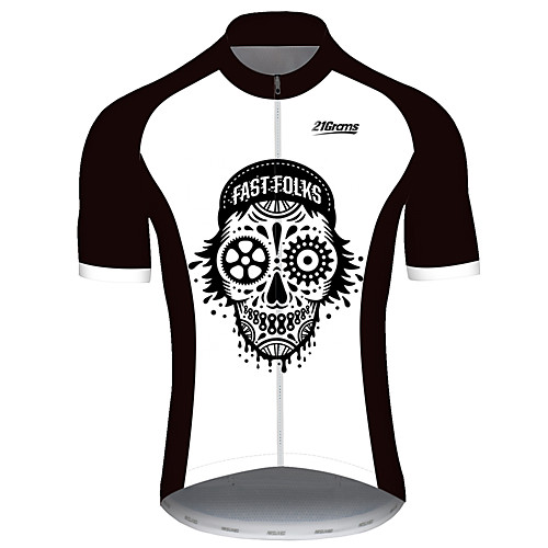 

21Grams Men's Short Sleeve Cycling Jersey 100% Polyester Black / White Patchwork Skull Bike Jersey Top Mountain Bike MTB Road Bike Cycling UV Resistant Breathable Quick Dry Sports Clothing Apparel
