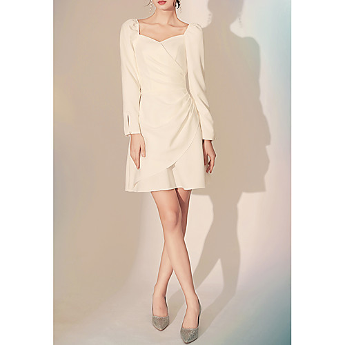 

A-Line Sweetheart Neckline Short / Mini Spandex Minimalist / White Homecoming / Cocktail Party Dress with Ruched 2020