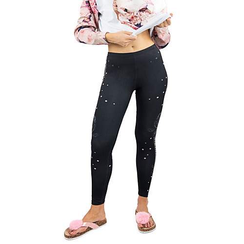 

Women's Sports / Yoga Sporty / Basic Legging - Print, Print Mid Waist Black One-Size