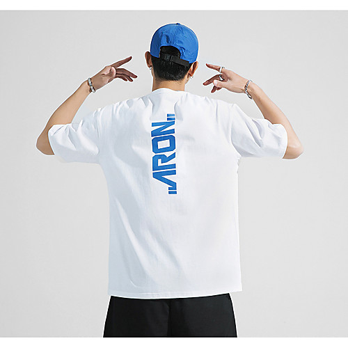 

Men's Daily Sports Business / Basic T-shirt - Solid Colored / Letter Black & White, Print White
