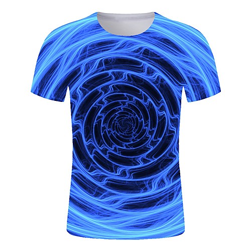 

Men's Daily Going out Basic / Street chic T-shirt - Geometric / 3D / Visual Deception Print Blue