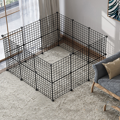 

Dog Playpen Play House Fence Systems Foldable Washable Durable Free Standing Metal Black 24