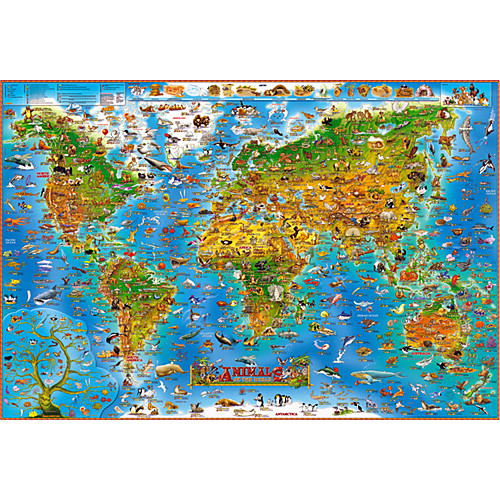 

1000 pcs Jigsaw Puzzle Decompression Toys Jumbo Wooden World Map Adults' Children's Toy Gift