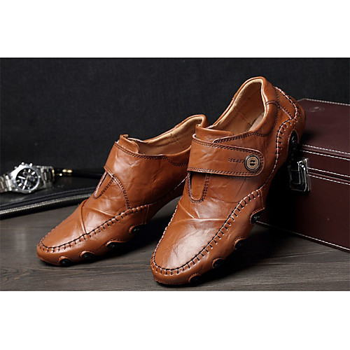 

Men's Faux Leather Spring & Summer / Fall & Winter Casual Loafers & Slip-Ons Walking Shoes Massage Dark Brown / Black / Party & Evening