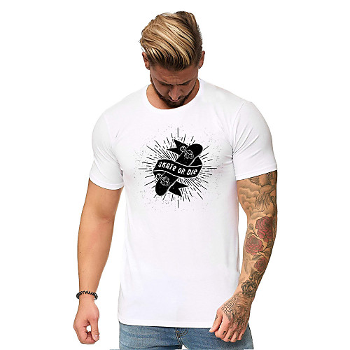 

Men's Portrait Fantastic Beasts Print Slim T-shirt - Cotton Street chic Punk & Gothic Daily Going out Round Neck White / Black / Blue / Red / Short Sleeve