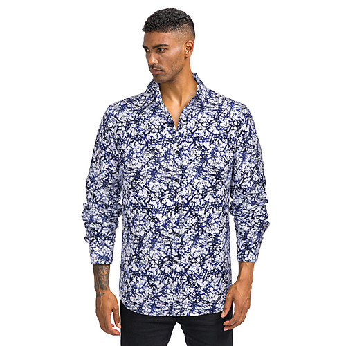 

Men's Daily Going out Basic Shirt - Color Block / 3D / Tie Dye Print Purple