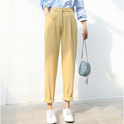 

Women's Basic Chinos Pants - Solid Colored Yellow Green Black S M L