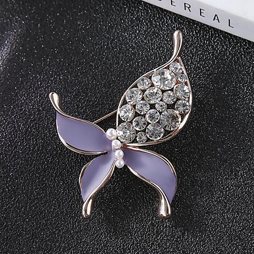 

Women's Cubic Zirconia Brooches Classic Butterfly Stylish Simple Classic Brooch Jewelry Purple Black For Party Gift Daily Work Festival