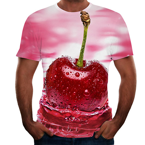 

Men's Daily Sports Basic / Street chic T-shirt - Color Block / 3D / Fruit Print Rainbow