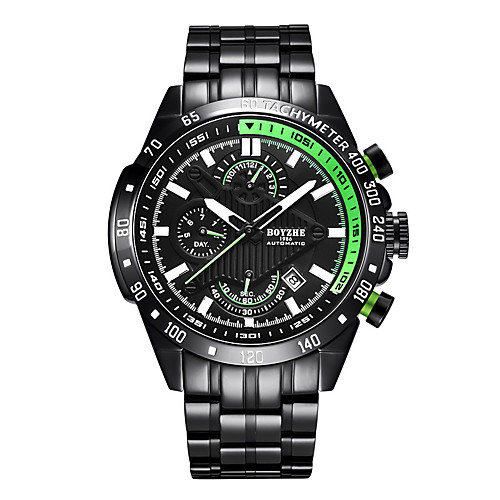 

Men's Sport Watch Automatic self-winding Modern Style Sporty Stainless Steel Black 30 m Calendar / date / day Shock Resistant Noctilucent Analog Casual Outdoor - Black Black / Green