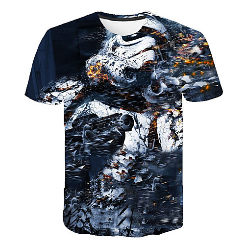 

Men's Daily Going out Basic / Street chic T-shirt - Geometric Print Blue