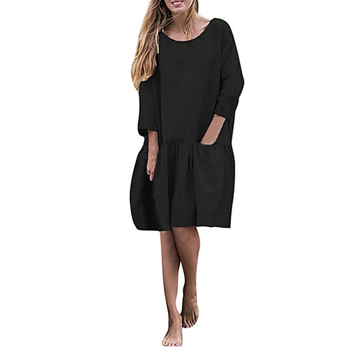 

Women's Black Gray Dress Elegant Shift Solid Color S M