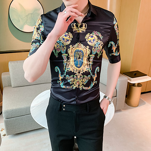 

Men's Going out Weekend Elegant / Rock Shirt - Geometric White