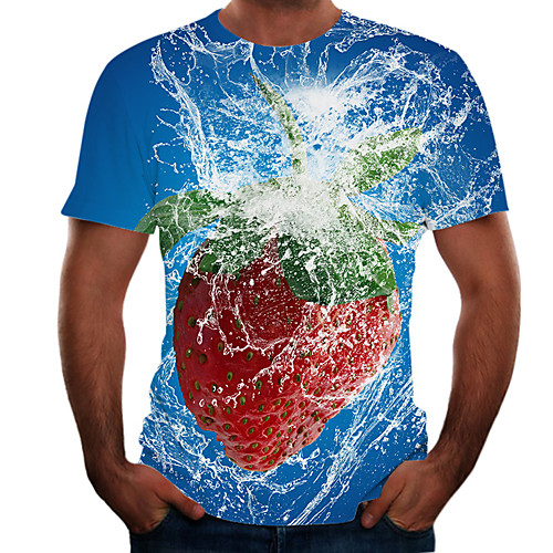 

Men's Daily Sports Basic / Street chic T-shirt - Color Block / 3D / Fruit Print Rainbow