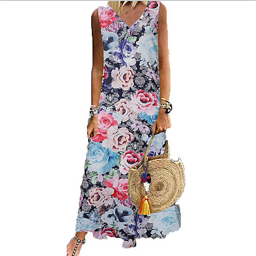 

Women's Blushing Pink White Dress Sheath Print M L