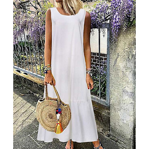 

Women's White Black Dress A Line Solid Color S M