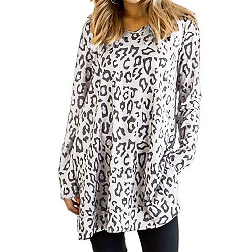 

Women's Daily T-shirt - Leopard White