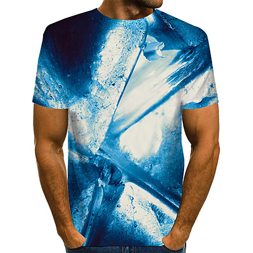 

Men's Daily Going out Basic / Street chic T-shirt - 3D / Graphic Print Blue