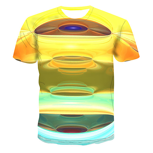 

Men's Club Weekend Street chic / Punk & Gothic T-shirt - Color Block / 3D / Visual Deception Print Yellow