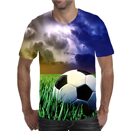 

Men's Daily Going out Street chic / Exaggerated T-shirt - Geometric / 3D / Graphic Pleated / Print Rainbow