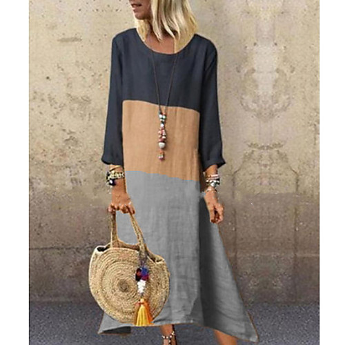 

Women's Maxi Purple Blue Dress Daily Tunic Solid Color S M