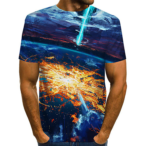 

Men's Daily Weekend Basic / Exaggerated T-shirt - Color Block / Rainbow / Abstract Print Rainbow