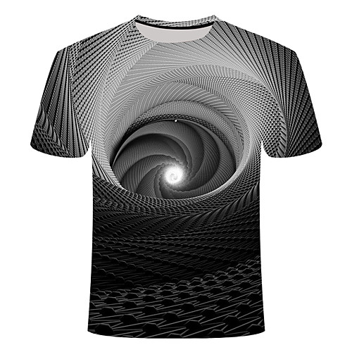 

Men's Daily Going out Basic T-shirt - 3D / Visual Deception Print Gray