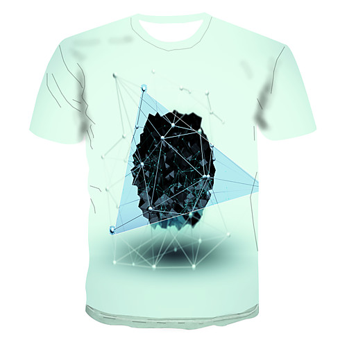 

Men's Club Weekend Street chic / Punk & Gothic T-shirt - Color Block / 3D / Abstract Print Light Green