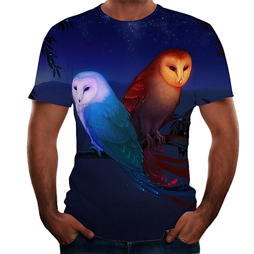 

Men's Daily Basic T-shirt - Color Block / 3D Print Rainbow