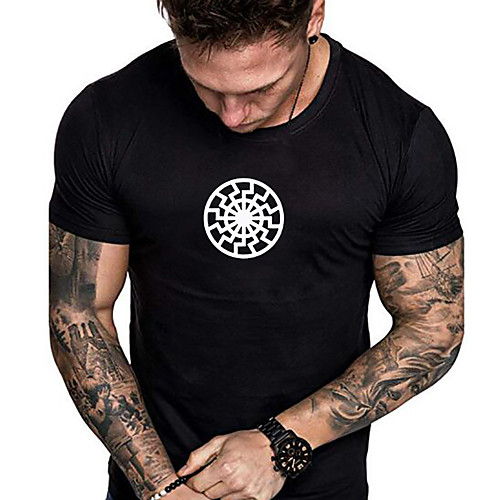 

Men's Daily Sports Business / Basic T-shirt - Abstract / Solid Colored Black & White, Print Yellow