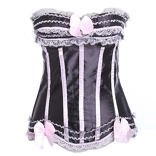 

Women's Lace Up Corset Set - Sexy / Bowknot / Lace, Tie Back / Color Block Purple Blushing Pink Red S M L