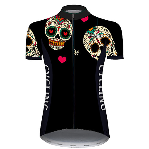 

21Grams Women's Short Sleeve Cycling Jersey Black / Red Skull Bike Jersey Top Mountain Bike MTB Road Bike Cycling UV Resistant Breathable Quick Dry Sports Clothing Apparel / Stretchy