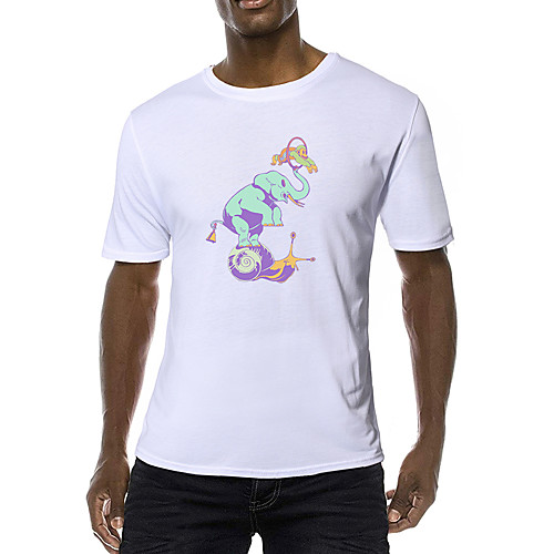 

Men's Daily Sports Business / Basic T-shirt - Rainbow / Animal Black & White, Print Yellow