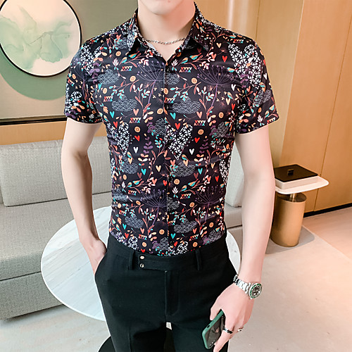 

Men's Going out Weekend Elegant / Rock Shirt - Geometric White