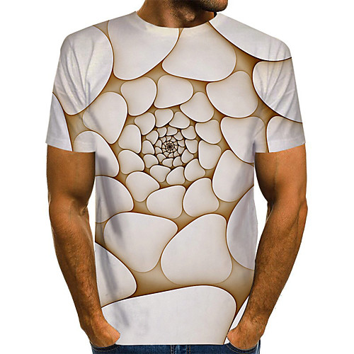 

Men's Daily Basic T-shirt - Color Block / 3D Print Khaki
