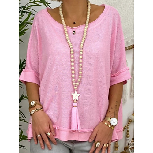 

Women's Daily T-shirt - Solid Colored Blushing Pink