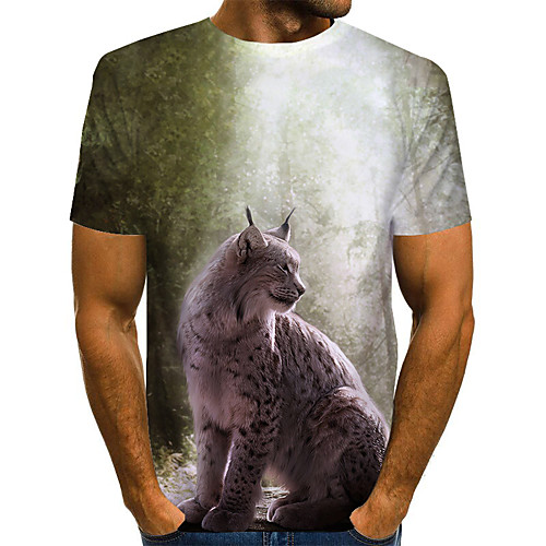 

Men's Daily Weekend Basic / Exaggerated T-shirt - Color Block / Rainbow / Abstract Print White