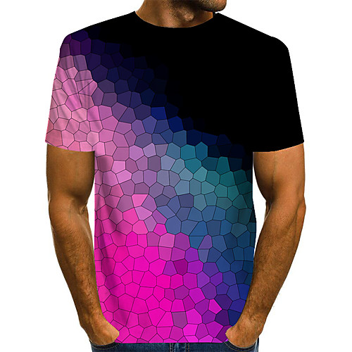 

Men's Daily Weekend Basic / Exaggerated T-shirt - Color Block / Rainbow / Abstract Print Rainbow