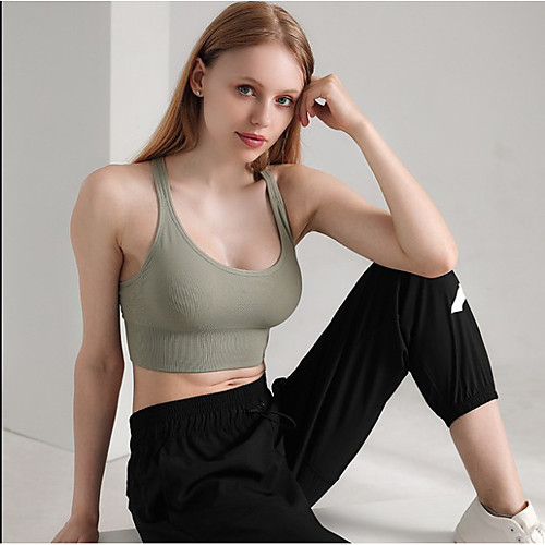

Women's Sports Bra Top Sports Bra Cotton Yoga Windproof Quick Dry Breathability Padded Light Support Black Red Green