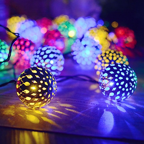 

30ball Solar Globe String Lights Moroccan Ball String Lights Warm 30LED Fairy Christmas Festival Wedding Party Decoration