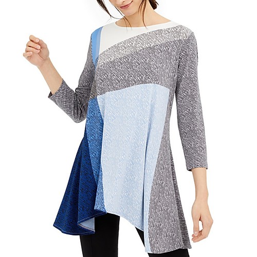 

Women's Daily T-shirt - Color Block Blue