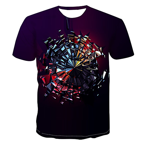 

Men's Club Weekend Street chic / Punk & Gothic T-shirt - Color Block / 3D / Abstract Print Purple
