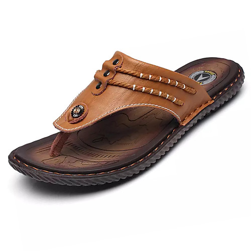 

Men's Cowhide Summer Slippers & Flip-Flops Booties / Ankle Boots Yellow / Black / Dark Blue