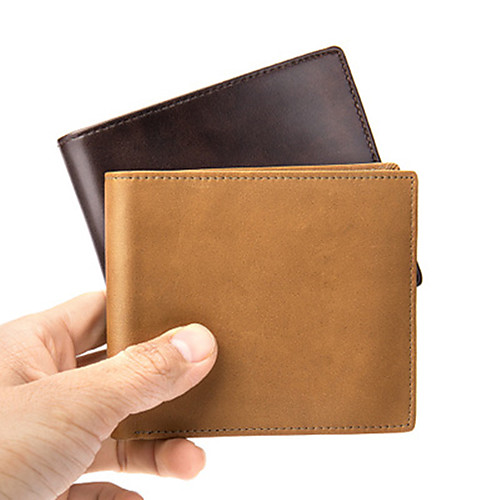

Men's Sequin Cowhide Wallet Solid Color Brown / Coffee
