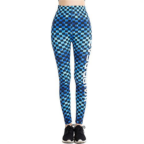 

Women's Sports / Yoga Sporty / Basic Legging - Color Block / Plaid, Print Mid Waist Dusty Blue One-Size
