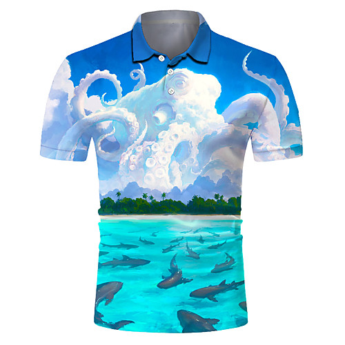 

Men's Club Weekend Rock / Exaggerated Polo - 3D / Scenery / Animal Fantastic Beasts, Print Rainbow