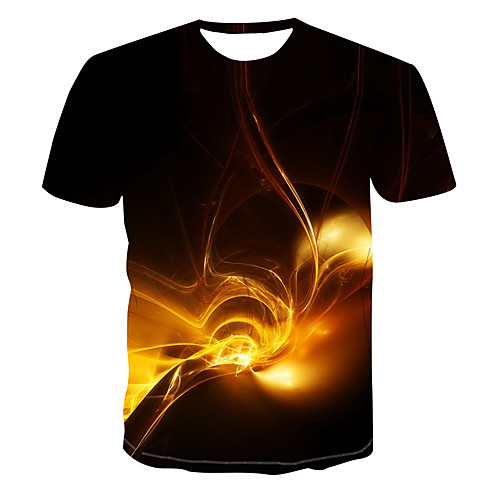 

Men's Club Weekend Street chic / Punk & Gothic T-shirt - Color Block / 3D / Abstract Print Yellow