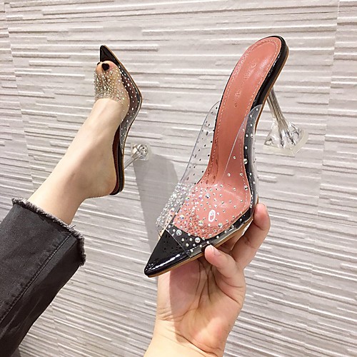 

Women's Sandals Stiletto Heel Pointed Toe PU Summer Silver / Black
