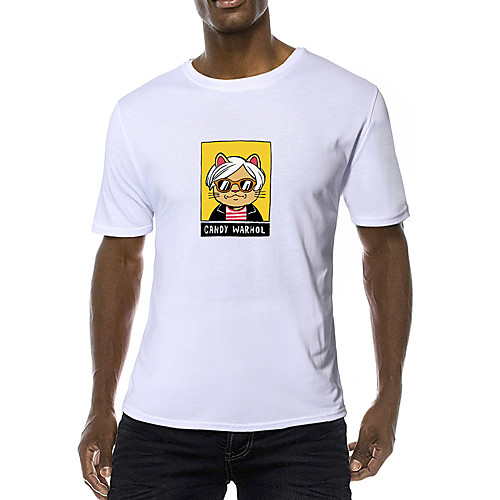 

Men's Daily Sports Business / Basic T-shirt - Rainbow / Animal Black & White, Print Yellow